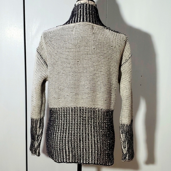 Overland- Cream/Black Heavy Knit Neutral cottage core Cardigan Chunky Boho Sz.M - Picture 5 of 7